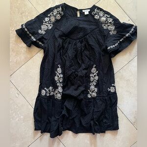 Festi Floral Embroidered Black Dress